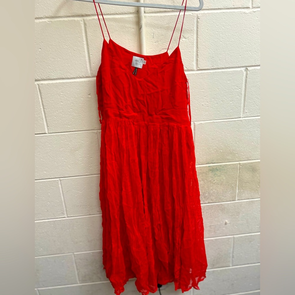 Anthropologie Red Midi Slip Dress